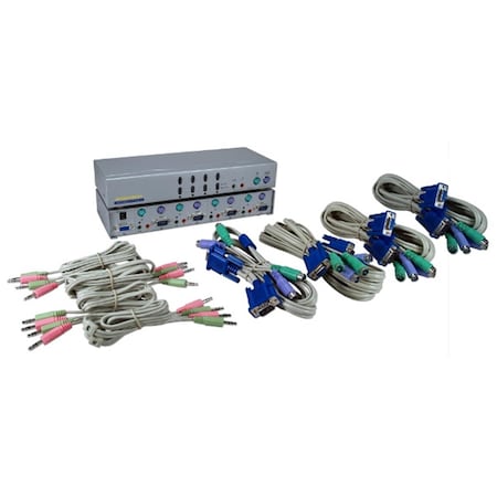 Qvs PS-2 4Port KVM Audio Premium Autoswitch with Combo Cable KVMS-14A